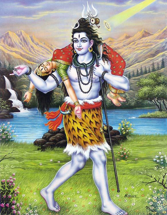 Lord Shiva Holding the Body of Sati & Sudrashan Chakra